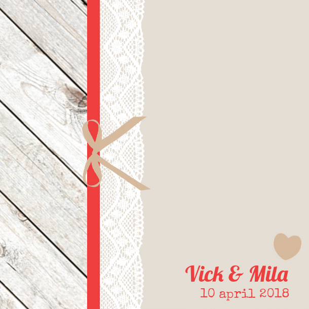 Trouwkaart "Hout & kant" Trouwkaart "Hout & kant"