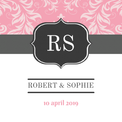 Save the date kaart "Barok roze"