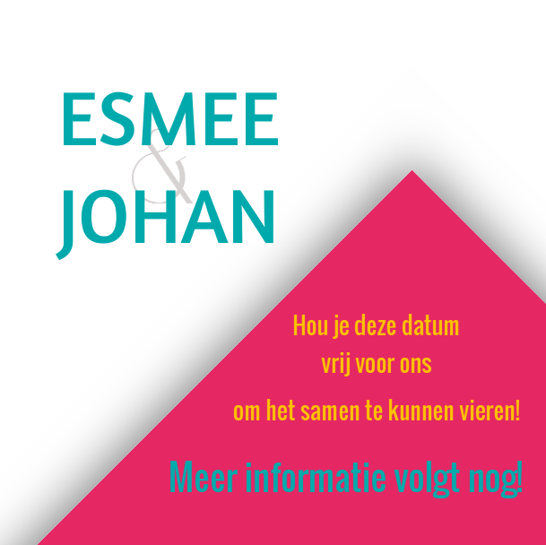 Save the date kaart "Roze & driehoekjes " Save the date kaart "Roze & driehoekjes "