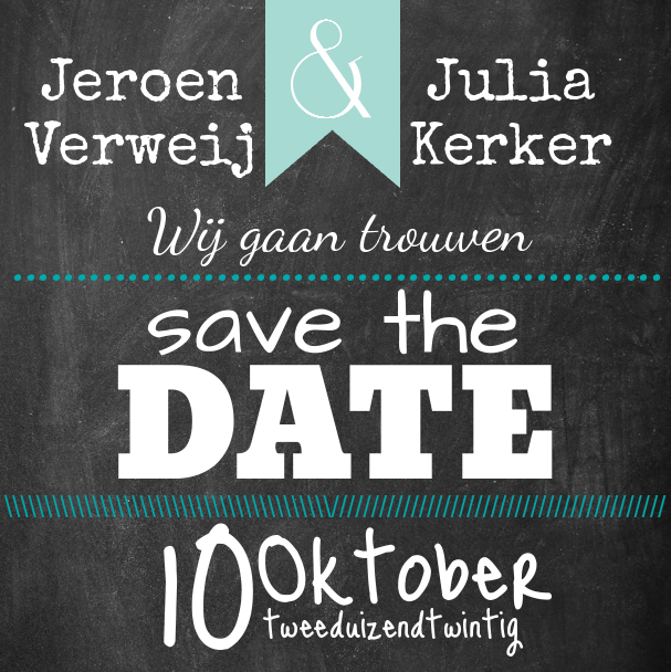 Save the date kaart "Krijtbord" Save the date kaart "Krijtbord"