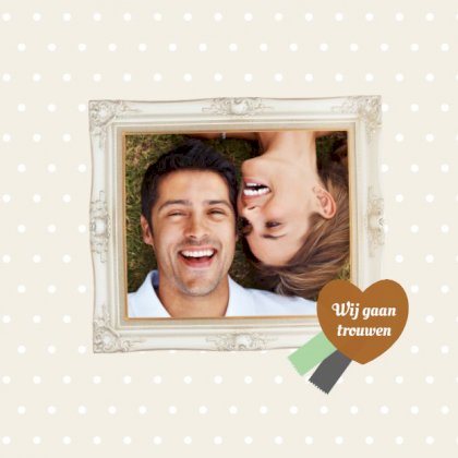 Gevouwen trouwkaart "Foto & Stipjes"