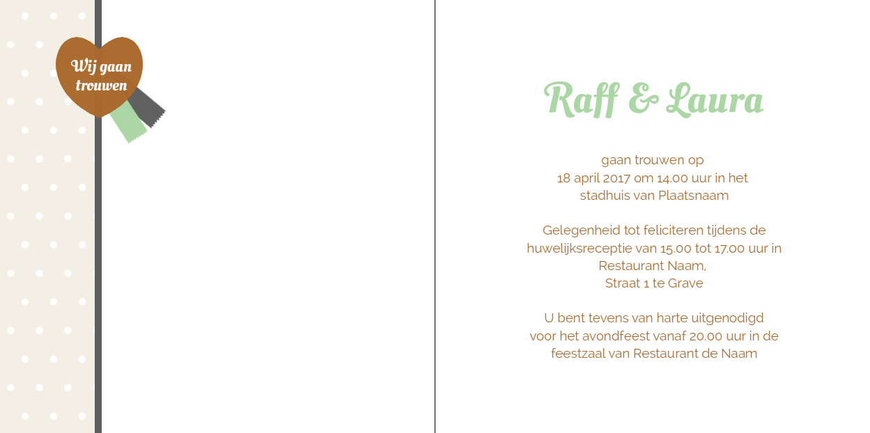 Gevouwen trouwkaart "Foto & Stipjes" Gevouwen trouwkaart "Foto & Stipjes"