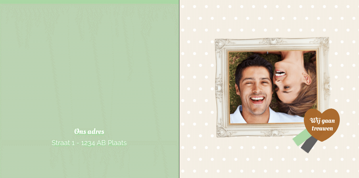 Gevouwen trouwkaart "Foto & Stipjes" Gevouwen trouwkaart "Foto & Stipjes"