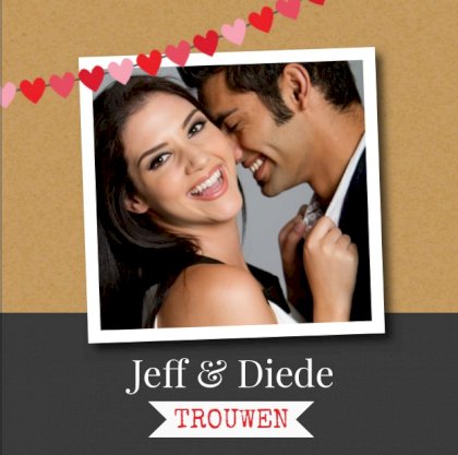 Gevouwen trouwkaart "Foto & kraft karton"