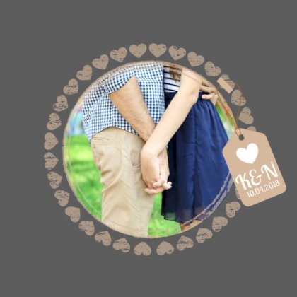 Gevouwen trouwkaart "Foto & Hartjes rondje"