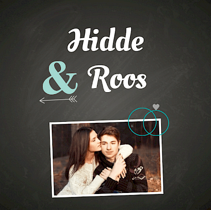 Trouwkaart "Fotokaart ringen & krijtbord" Trouwkaart "Fotokaart ringen & krijtbord"