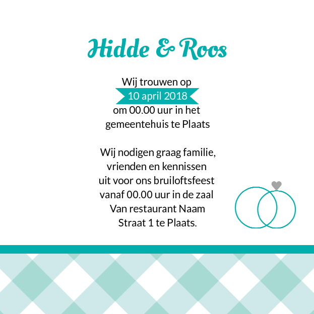 Trouwkaart "Fotokaart ringen & krijtbord" Trouwkaart "Fotokaart ringen & krijtbord"