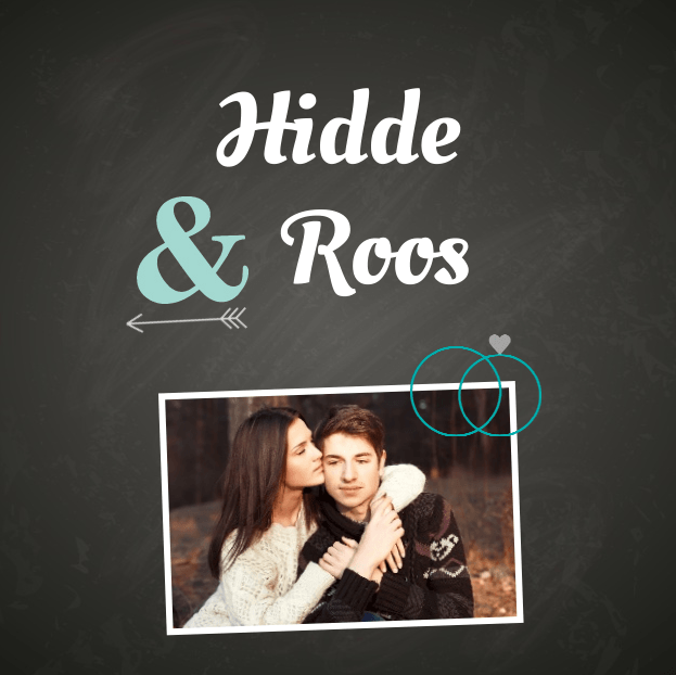 Trouwkaart "Fotokaart ringen & krijtbord" Trouwkaart "Fotokaart ringen & krijtbord"