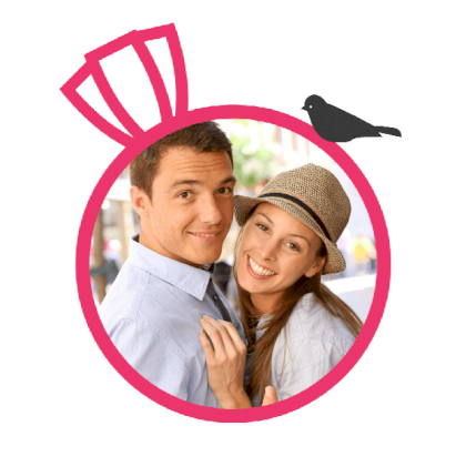 Trouwkaart "Fotokaart roze vaantje"