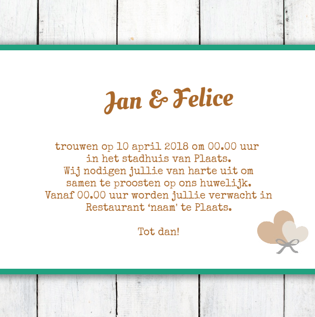 Trouwkaart "Fotokaart hout & label" Trouwkaart "Fotokaart hout & label"