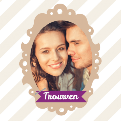 Trouwkaart "Fotokaart barok & strepen"