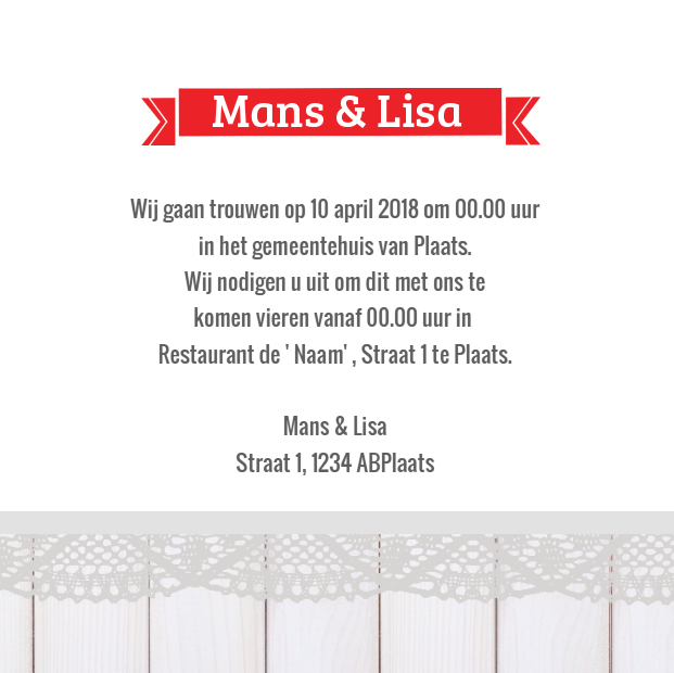 Trouwkaart "Fotokaart maretak hart & hout" Trouwkaart "Fotokaart maretak hart & hout"