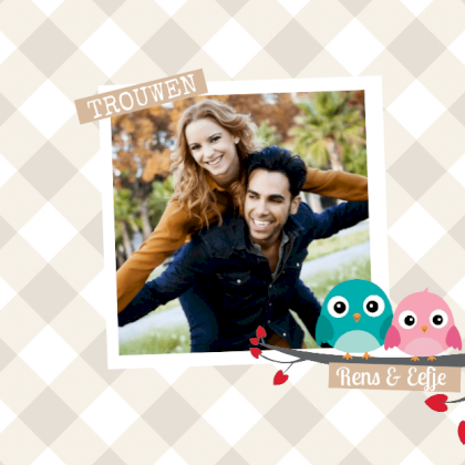 Trouwkaart "Fotokaart vogeltjes"