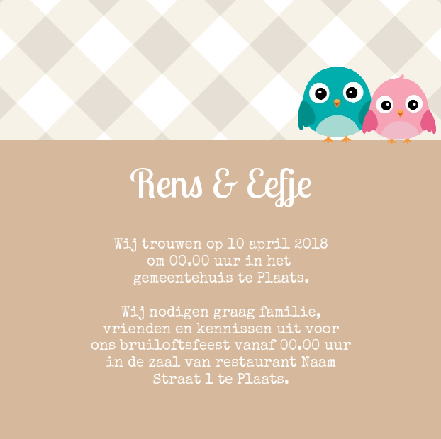 Trouwkaart "Fotokaart vogeltjes" Trouwkaart "Fotokaart vogeltjes"