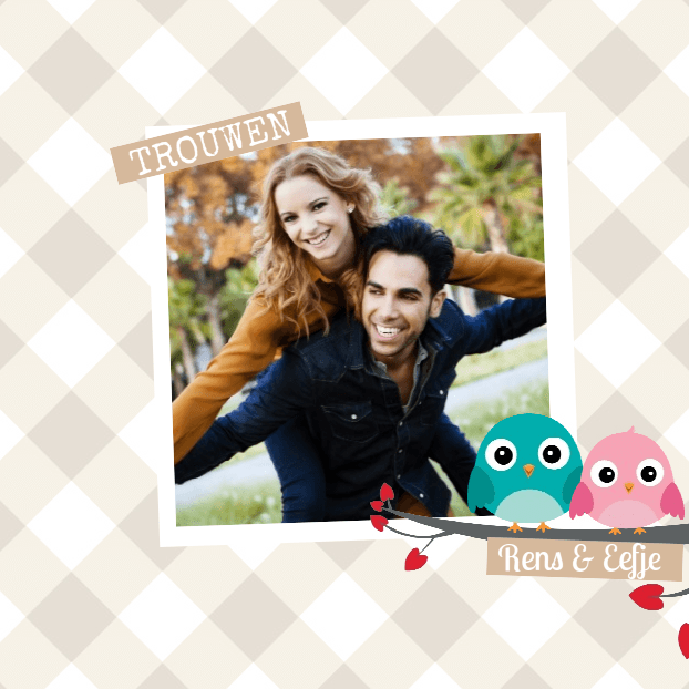 Trouwkaart "Fotokaart vogeltjes" Trouwkaart "Fotokaart vogeltjes"