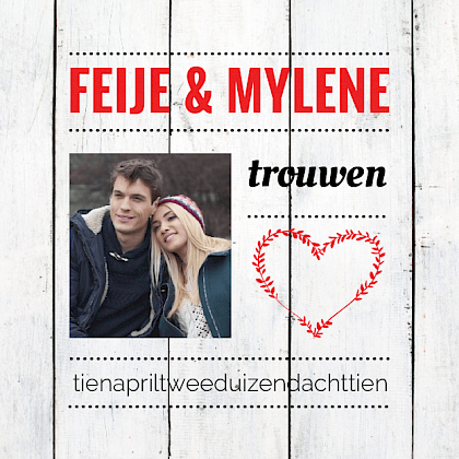 Trouwkaart "Fotokaart hout"