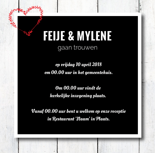 Trouwkaart "Fotokaart hout" Trouwkaart "Fotokaart hout"