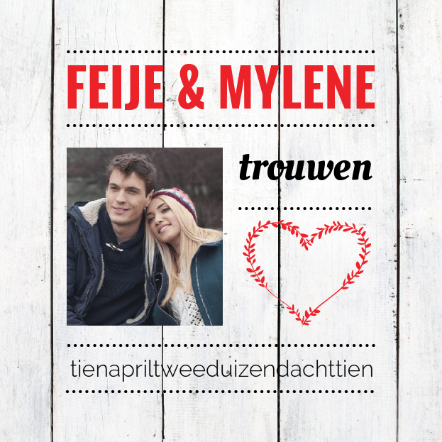 Trouwkaart "Fotokaart hout" Trouwkaart "Fotokaart hout"