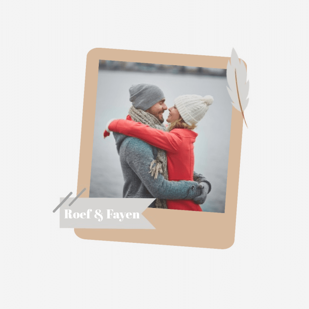 Trouwkaart "Fotokaart veertje" Trouwkaart "Fotokaart veertje"