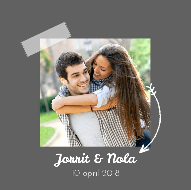 Trouwkaart "Fotokaart donker grijs" Trouwkaart "Fotokaart donker grijs"