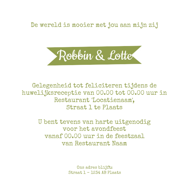 Trouwkaart "Fotokaart groen" Trouwkaart "Fotokaart groen"