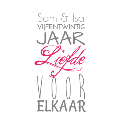 Gevouwen jubileumkaart "Liefde voor elkaar"