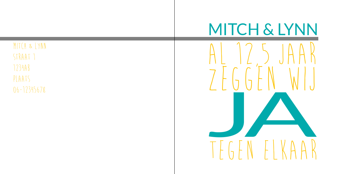 Gevouwen jubileumkaart "Ja" Gevouwen jubileumkaart "Ja"