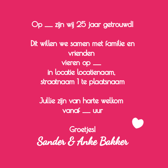 Jubileumkaart "Liefde & Roze" Jubileumkaart "Liefde & Roze"