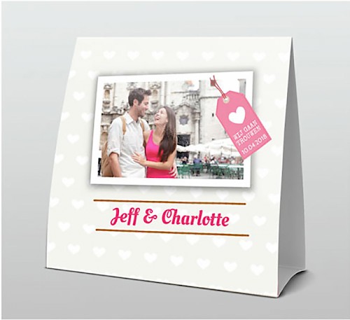 Tentkaart "Fotokaart hartjes met label" Tentkaart "Fotokaart hartjes met label"