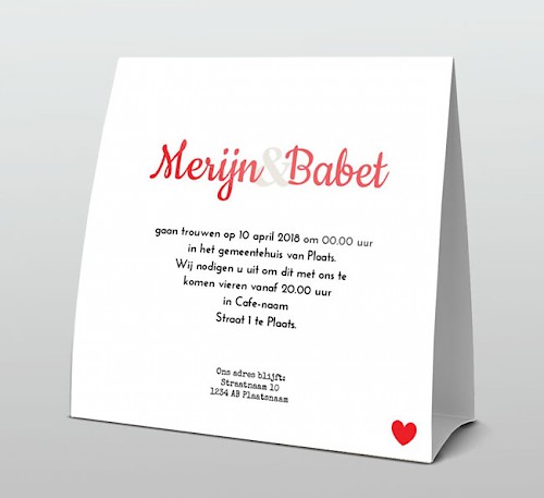 Tentkaart "Wij gaan trouwen Tentkaart "Wij gaan trouwen