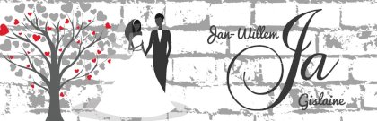 Banner "Bruidspaar bij hartjes boom"