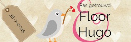 Banner "Pas getrouwd" met tortelduif