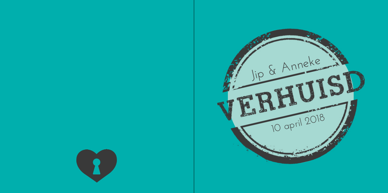 Gevouwen verhuiskaart "Stempel verhuisd blauw" Gevouwen verhuiskaart "Stempel verhuisd blauw"