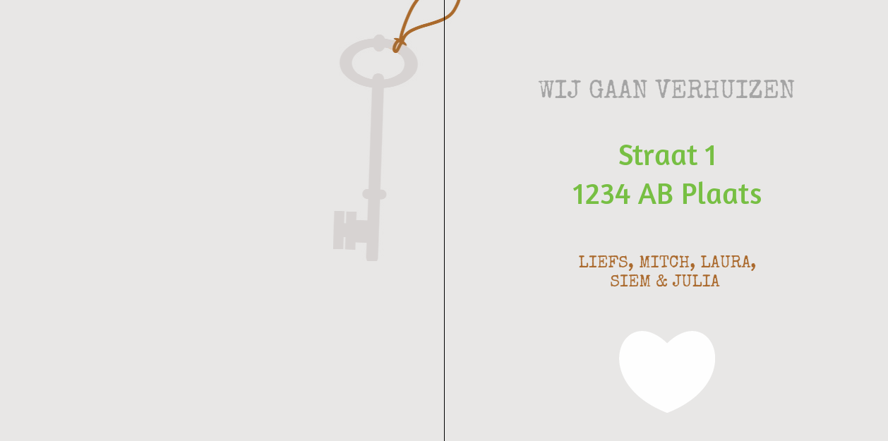 Gevouwen verhuiskaart "Verhuisdoos groen" Gevouwen verhuiskaart "Verhuisdoos groen"