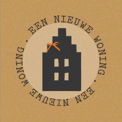 Gevouwen verhuiskaart "Zwart huisje" Gevouwen verhuiskaart "Zwart huisje"