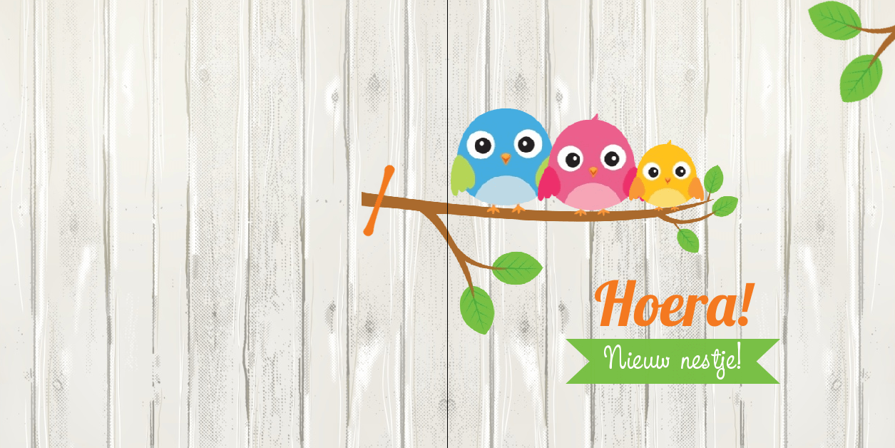 Gevouwen verhuiskaart "Vogeltje op tak" Gevouwen verhuiskaart "Vogeltje op tak"