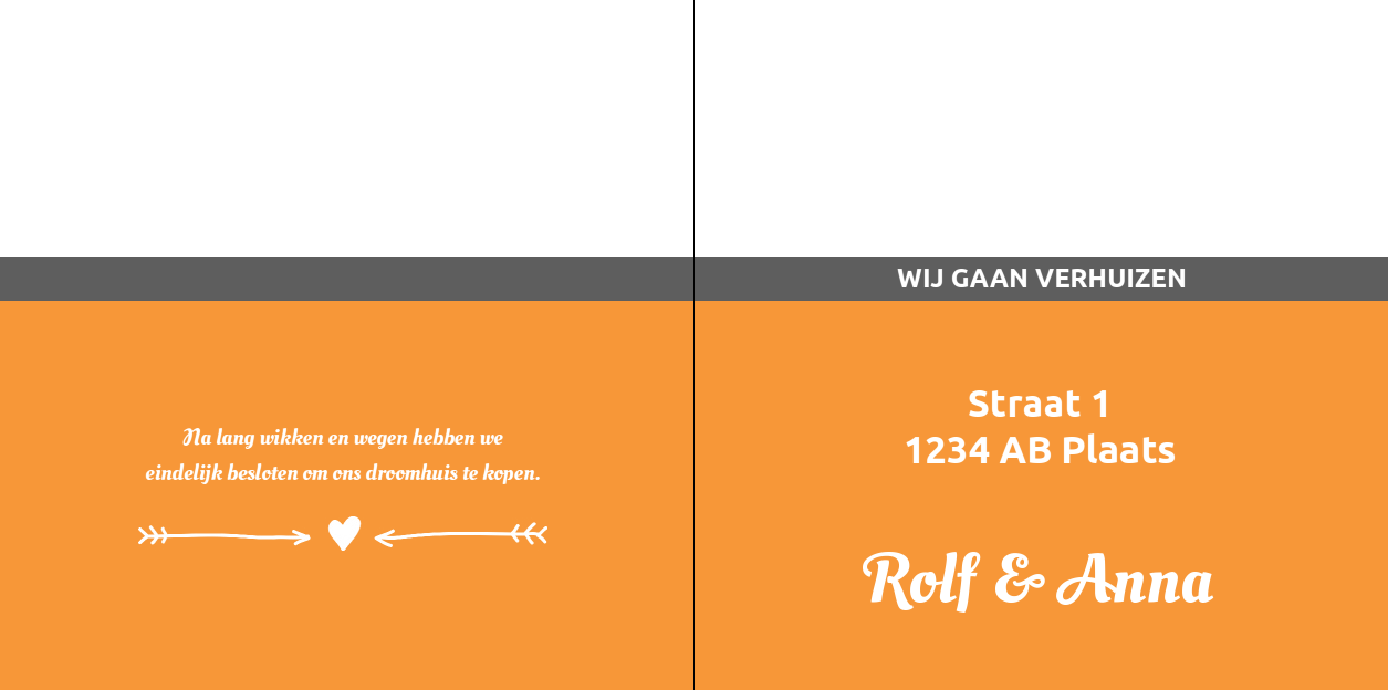 Gevouwen verhuiskaart "Sleutelgat Oranje" Gevouwen verhuiskaart "Sleutelgat Oranje"