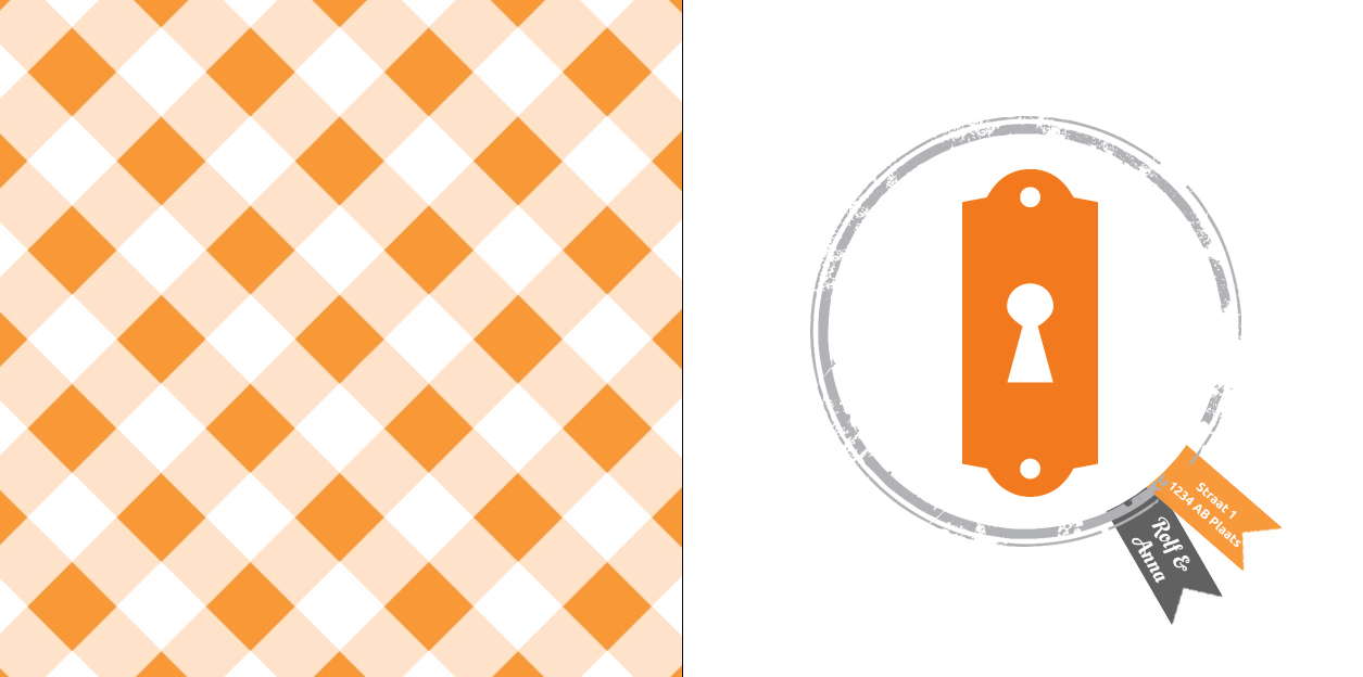 Gevouwen verhuiskaart "Sleutelgat Oranje" Gevouwen verhuiskaart "Sleutelgat Oranje"