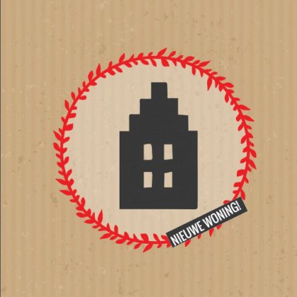Gevouwen verhuiskaart "Huisje zwart" Gevouwen verhuiskaart "Huisje zwart"