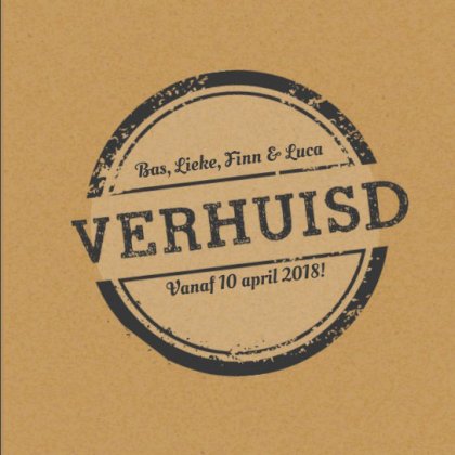 Gevouwen verhuiskaart "Krijtbord stempel"