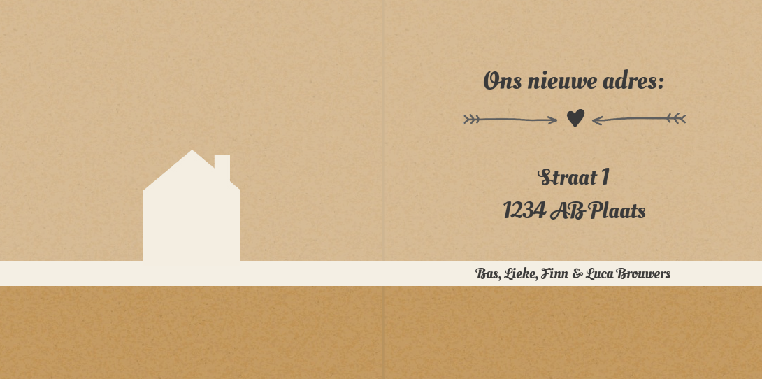 Gevouwen verhuiskaart "Krijtbord stempel" Gevouwen verhuiskaart "Krijtbord stempel"