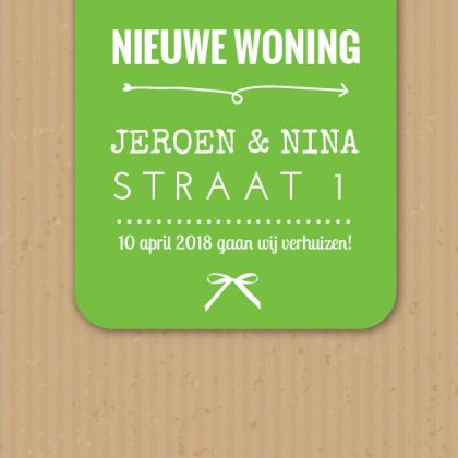 Gevouwen verhuiskaart "Groen Kraft" Gevouwen verhuiskaart "Groen Kraft"