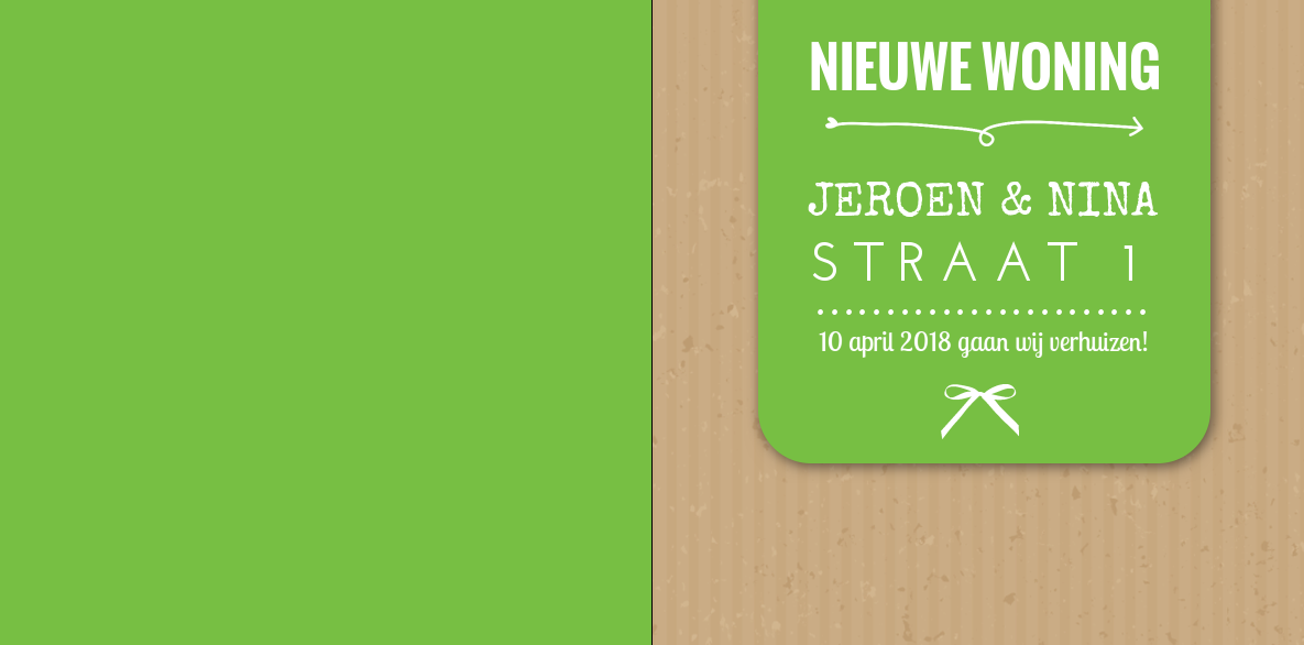 Gevouwen verhuiskaart "Groen Kraft" Gevouwen verhuiskaart "Groen Kraft"