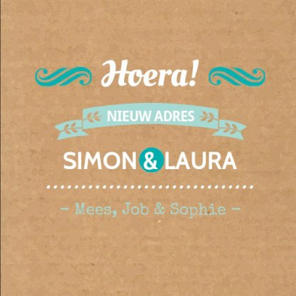 Gevouwen verhuiskaart "Nieuw adres"