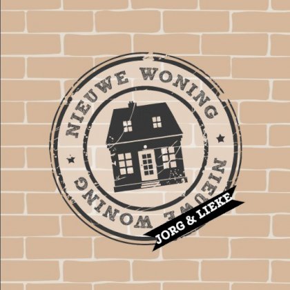 Gevouwen verhuiskaart "Baksteen stempel" Gevouwen verhuiskaart "Baksteen stempel"