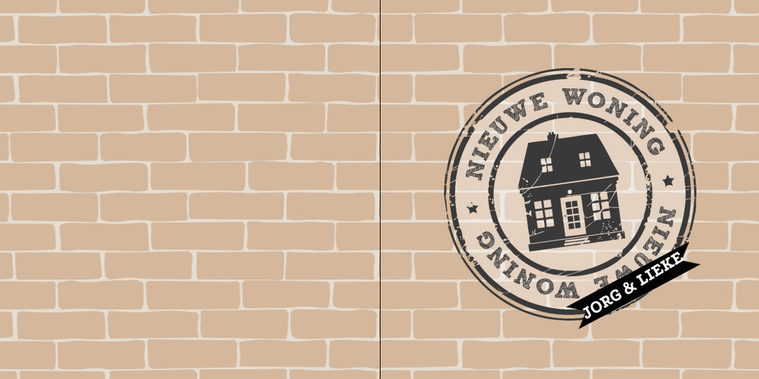 Gevouwen verhuiskaart "Baksteen stempel" Gevouwen verhuiskaart "Baksteen stempel"