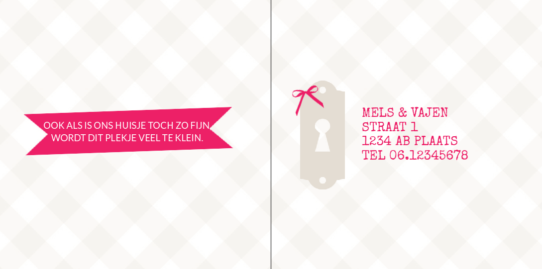 Gevouwen verhuiskaart "Sleutelgat" Gevouwen verhuiskaart "Sleutelgat"