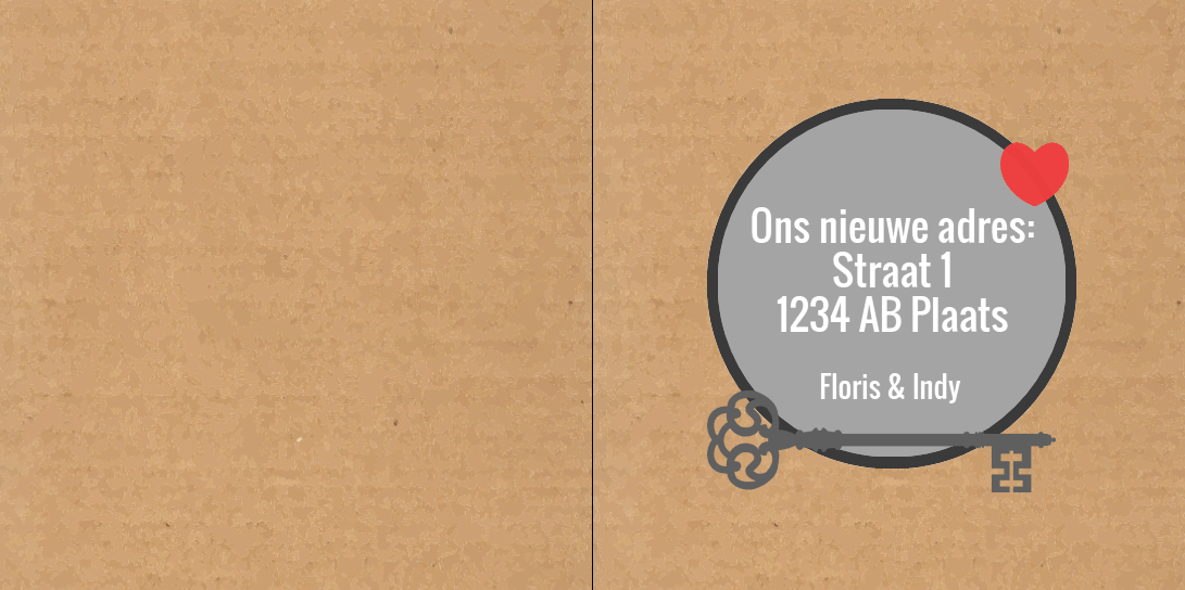 Gevouwen verhuiskaart "Krijtbord rondje" Gevouwen verhuiskaart "Krijtbord rondje"