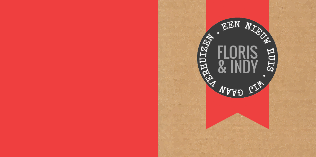 Gevouwen verhuiskaart "Krijtbord rondje" Gevouwen verhuiskaart "Krijtbord rondje"