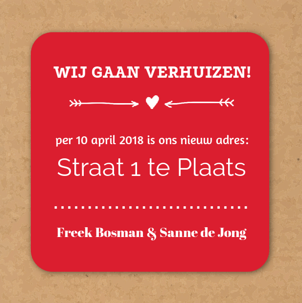 Verhuiskaart "Verhuizen rood" Verhuiskaart "Verhuizen rood"